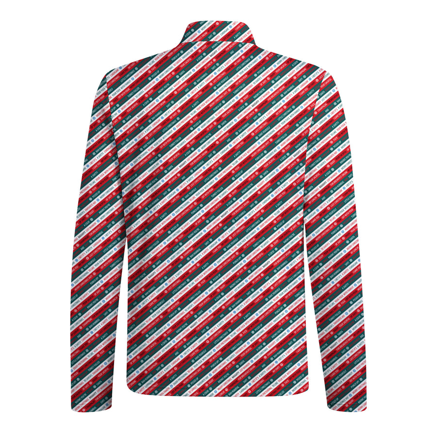 Back preview of Xmas Rude Joke Half Zip Pullover with your team and number