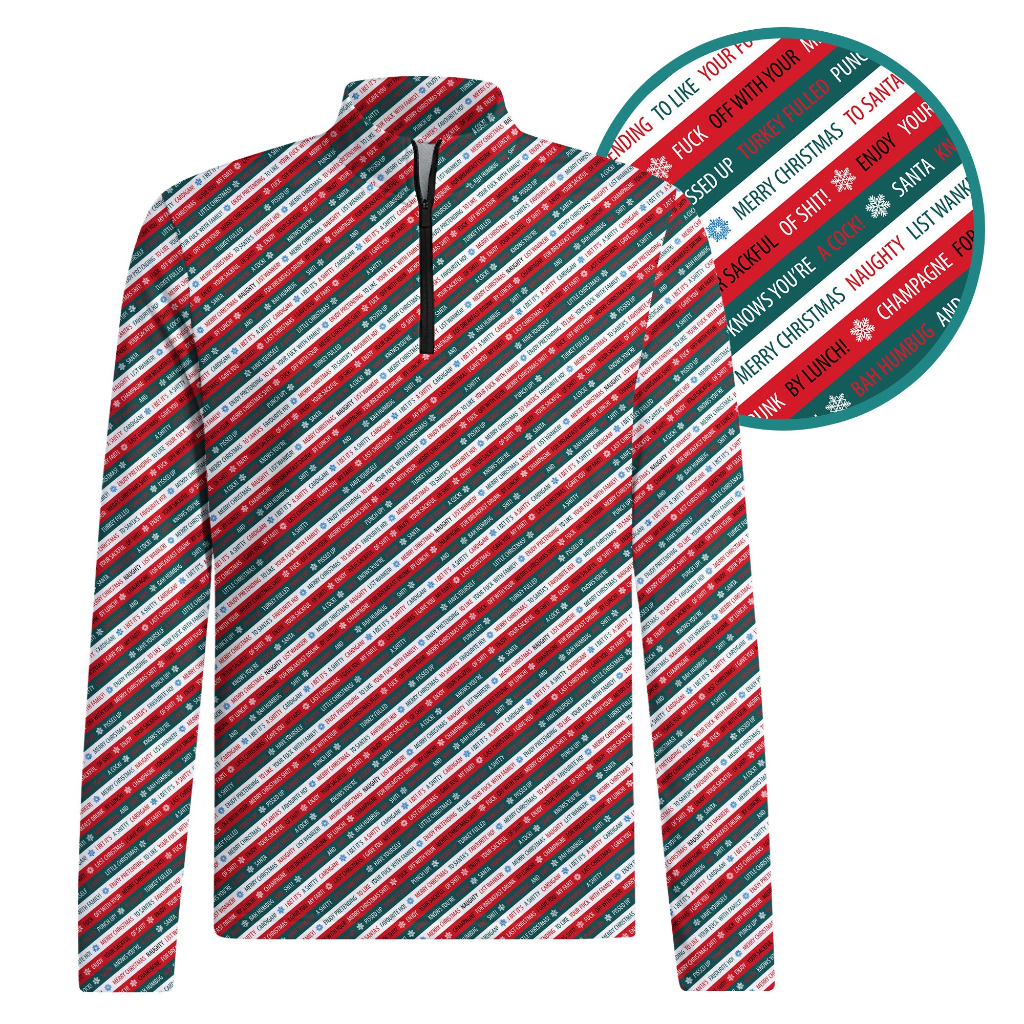 Xmas Rude Joke Half Zip Pullover