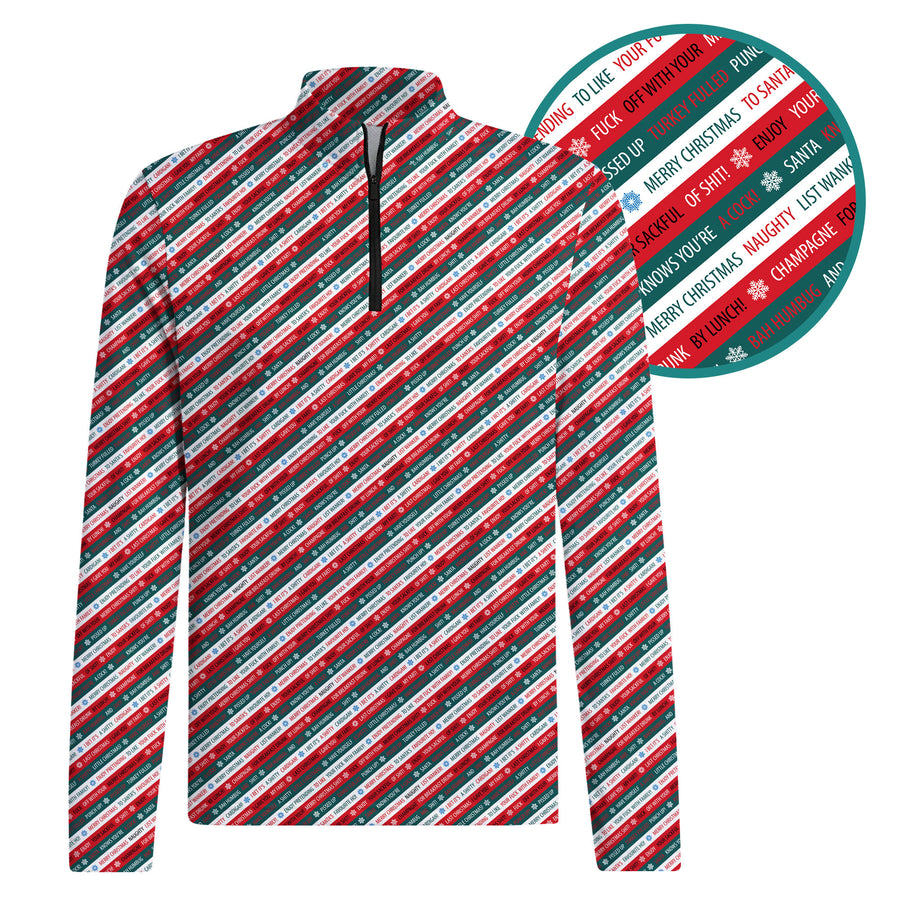 Front preview of Xmas Rude Joke Half Zip Pullover with your name