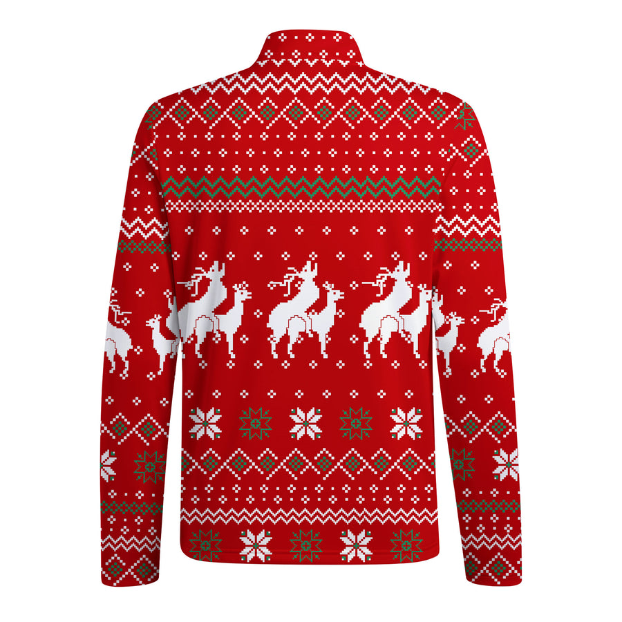 Back preview of Reindeer Rizz Half Zip Pullover with your team and number