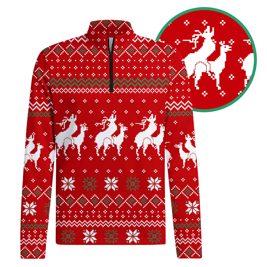 Front preview of Reindeer Rizz Half Zip Pullover with your name