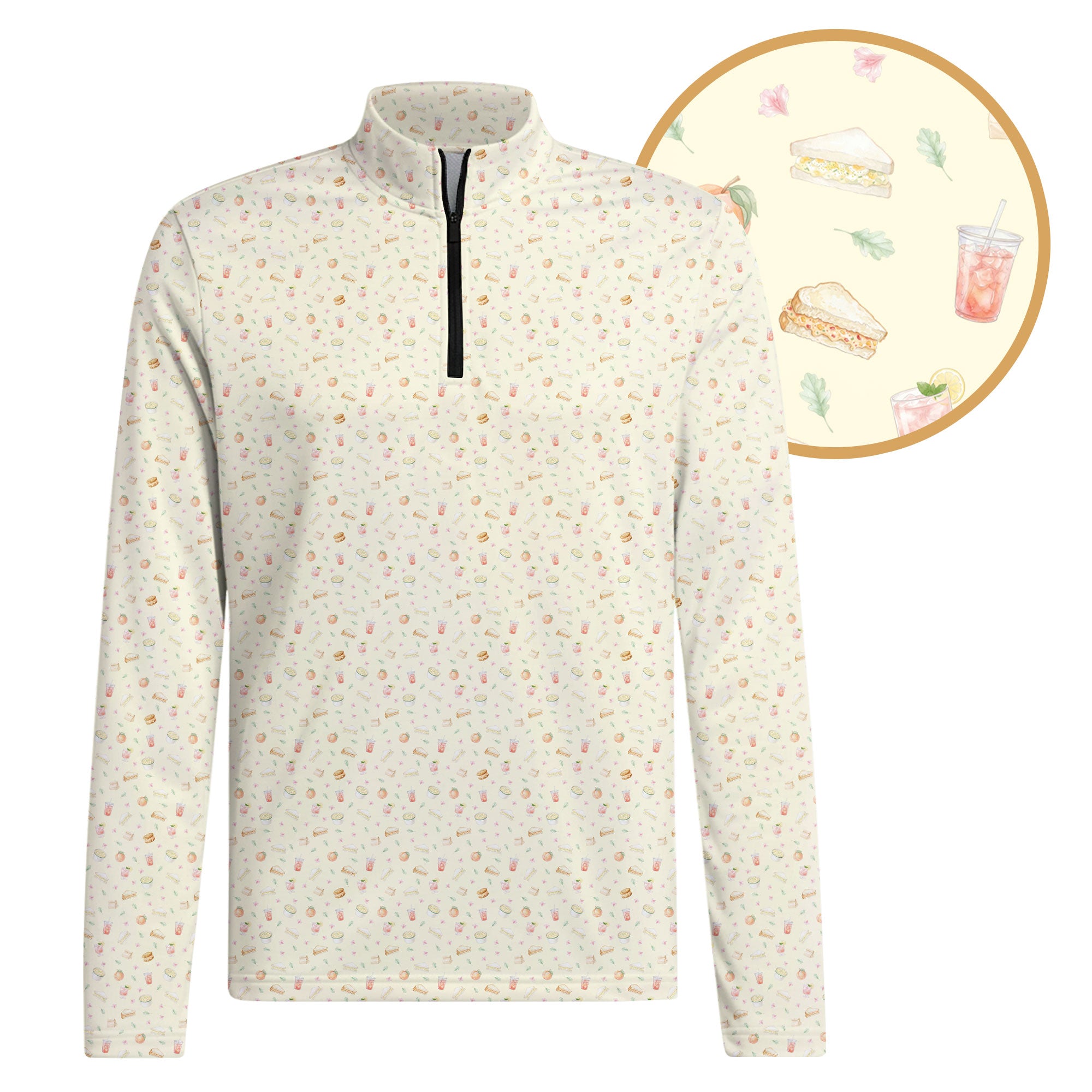 Masters Food-Half Zip Pullover-Gerbera Prints