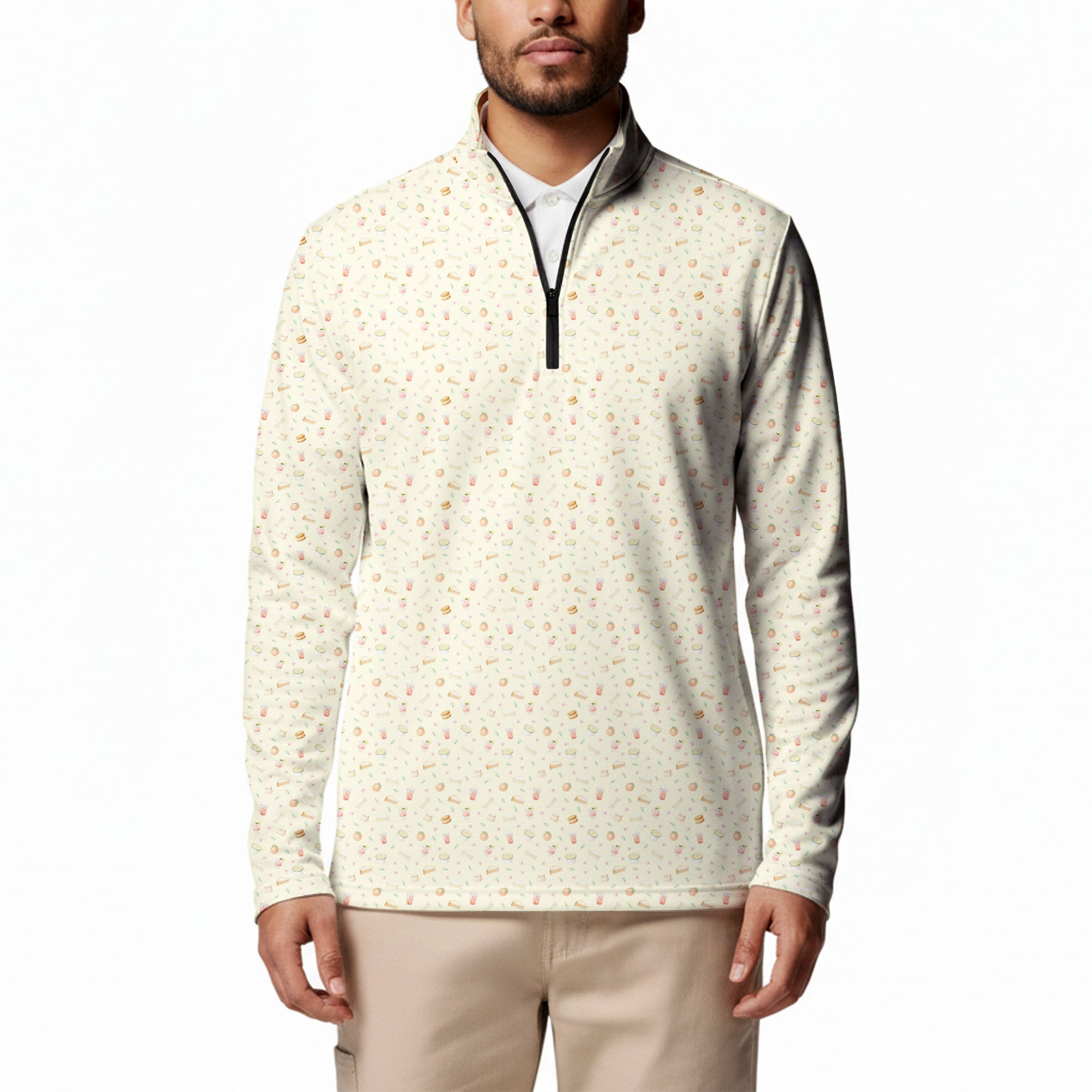 Masters Food-Half Zip Pullover-Gerbera Prints