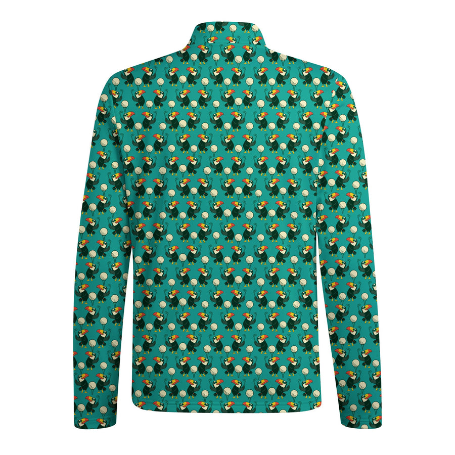 Back preview of Toucan Tee Time Half Zip Pullover with your team and number
