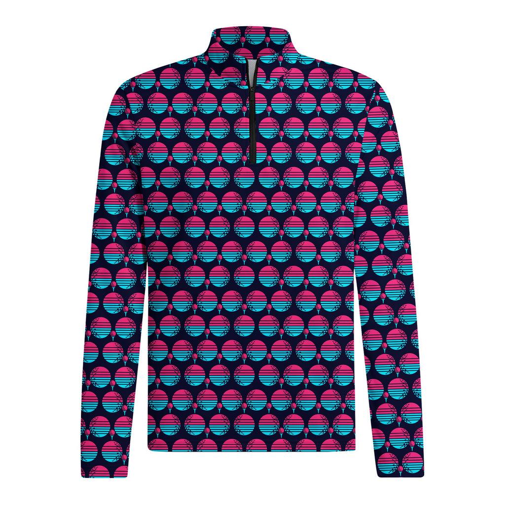 Synthwave Bogey Sun Half Zip Pullover - Front