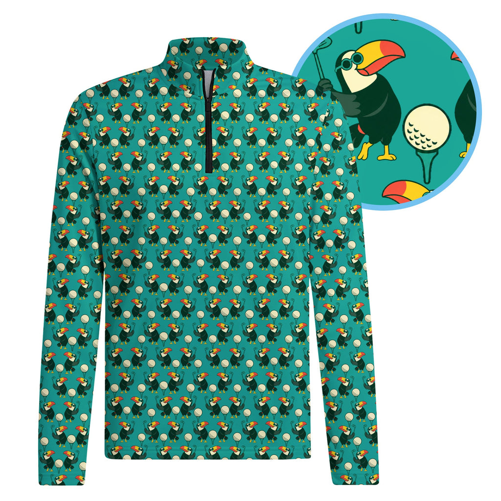Toucan Tee Time Half Zip Pullover - Detail Close-up