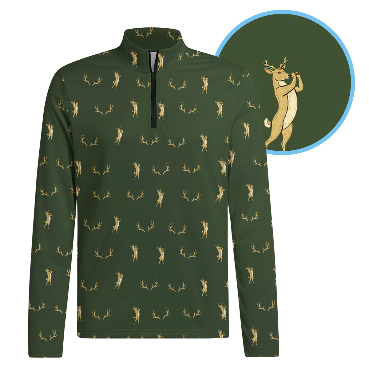 Buck Season Birdie Half Zip Pullover - Detail Close-up