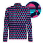 Synthwave Bogey Sun Half Zip Pullover - Detail Close-up