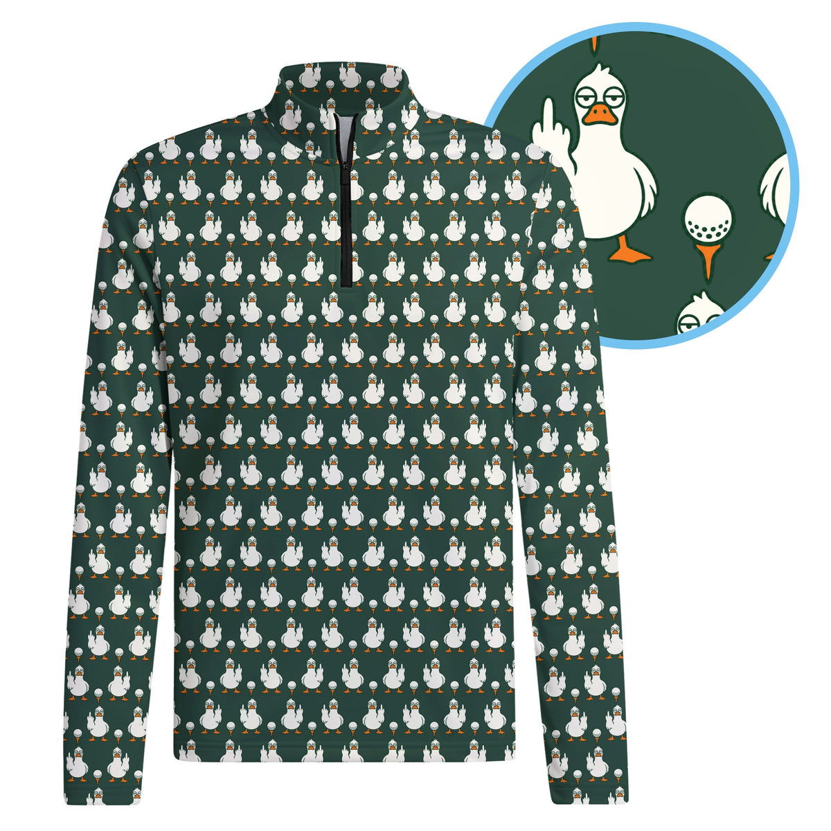 Birdie Salute Half Zip Pullover - Detail Close-up