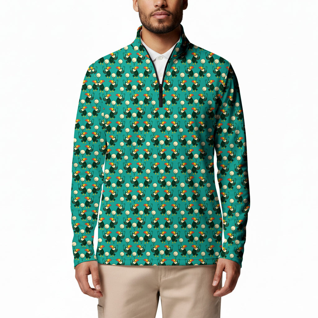 Toucan Tee Time Half Zip Pullover - Model Front
