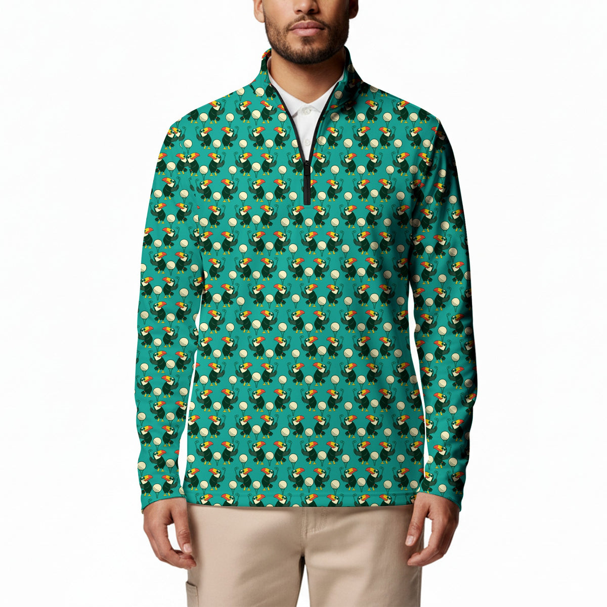 Toucan Tee Time Half Zip Pullover - Model Front