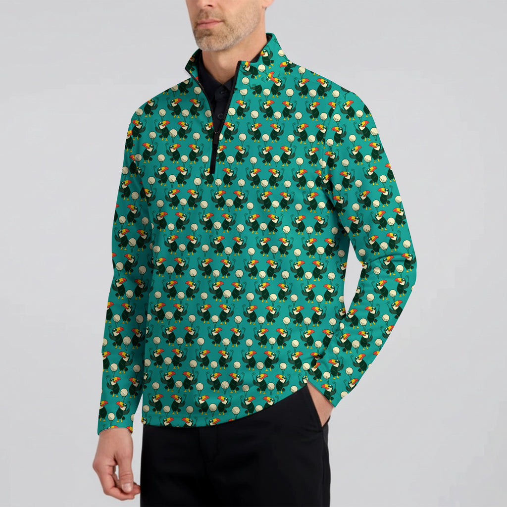 Toucan Tee Time Half Zip Pullover - Model Side