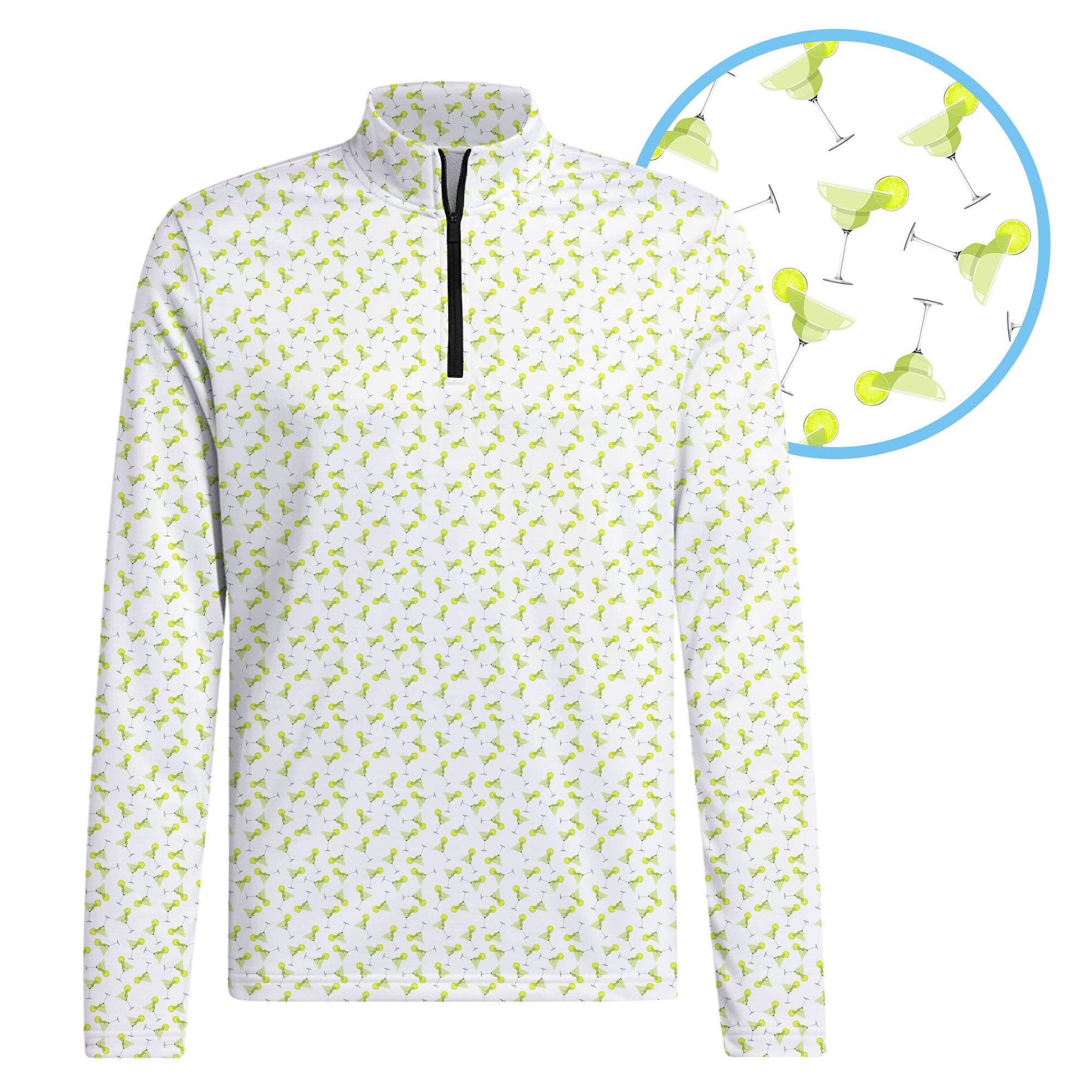 19th Hole Margarita Cocktail Slice Lime Half Zip Pullover