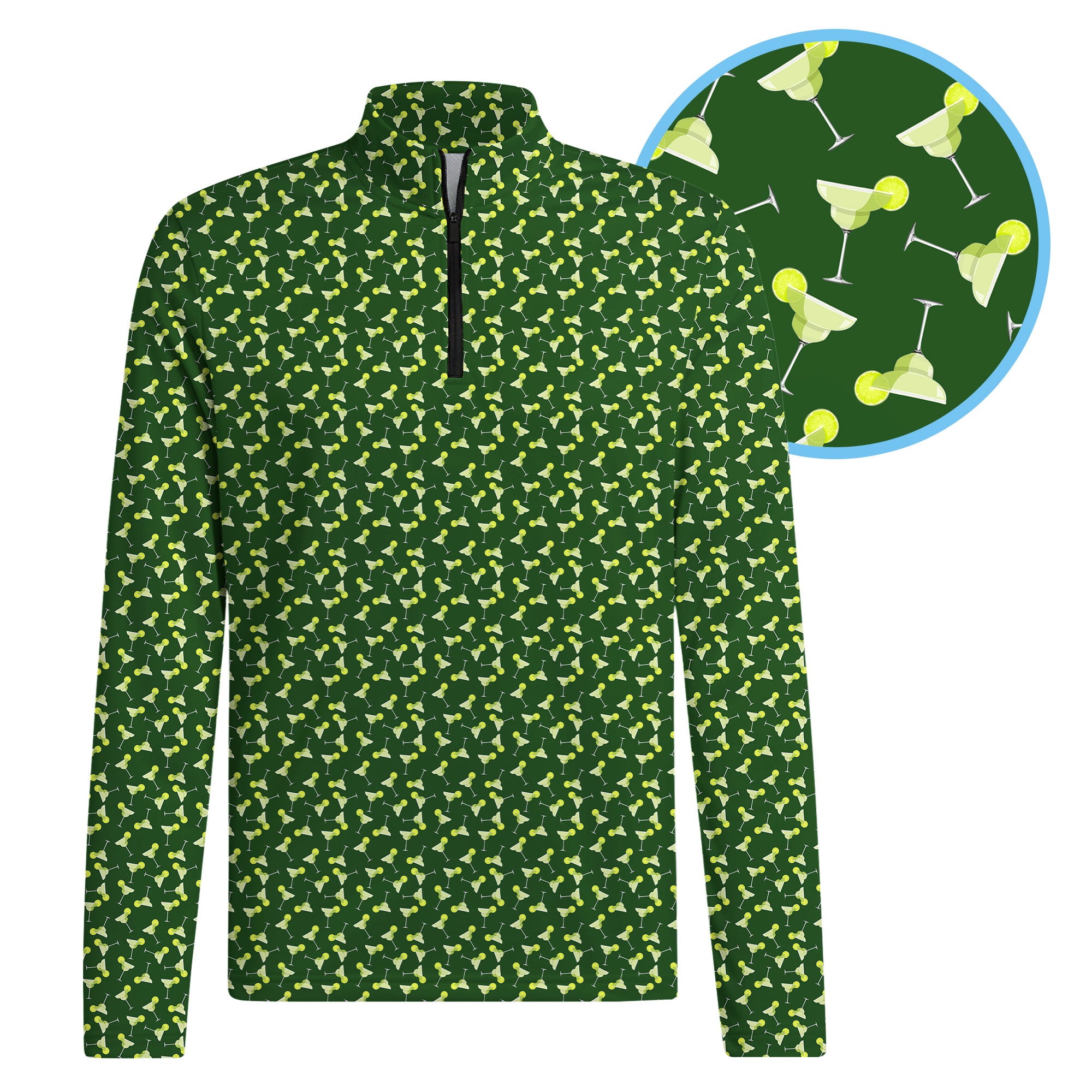 19th Hole Margarita Cocktail Slice Lime Half Zip Pullover