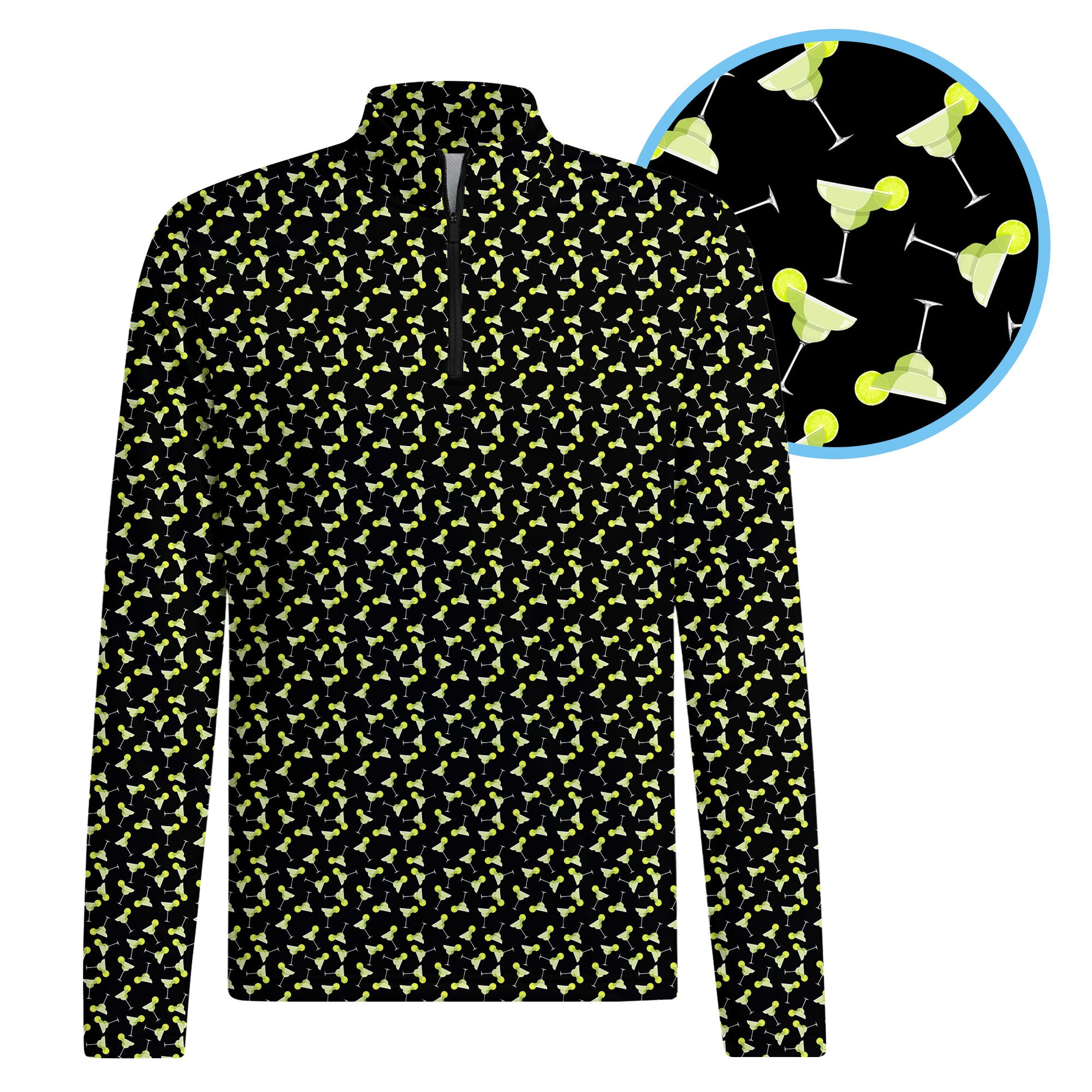 19th Hole Margarita Cocktail Slice Lime Half Zip Pullover