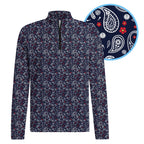 Navy Paisley Half Zip Pullover