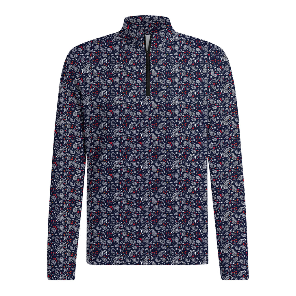 Navy Paisley Half Zip Pullover