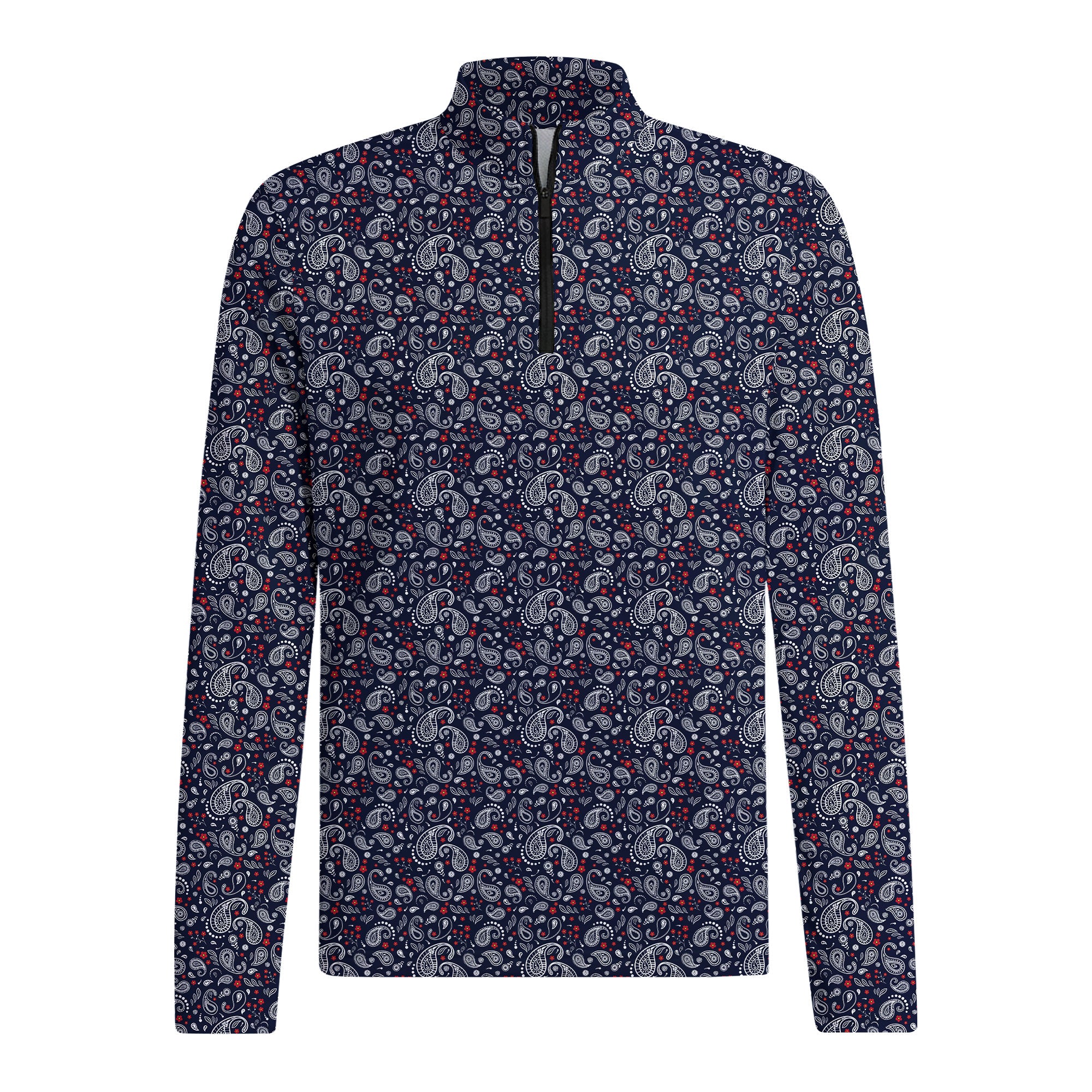 Navy Paisley Half Zip Pullover
