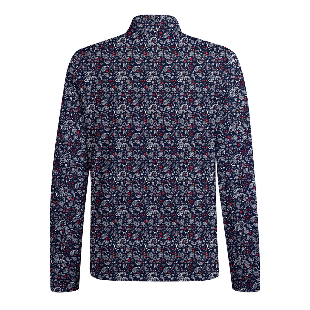 Navy Paisley Half Zip Pullover