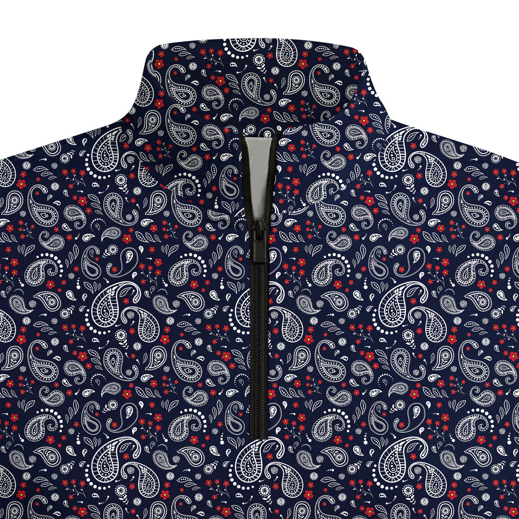 Navy Paisley Half Zip Pullover