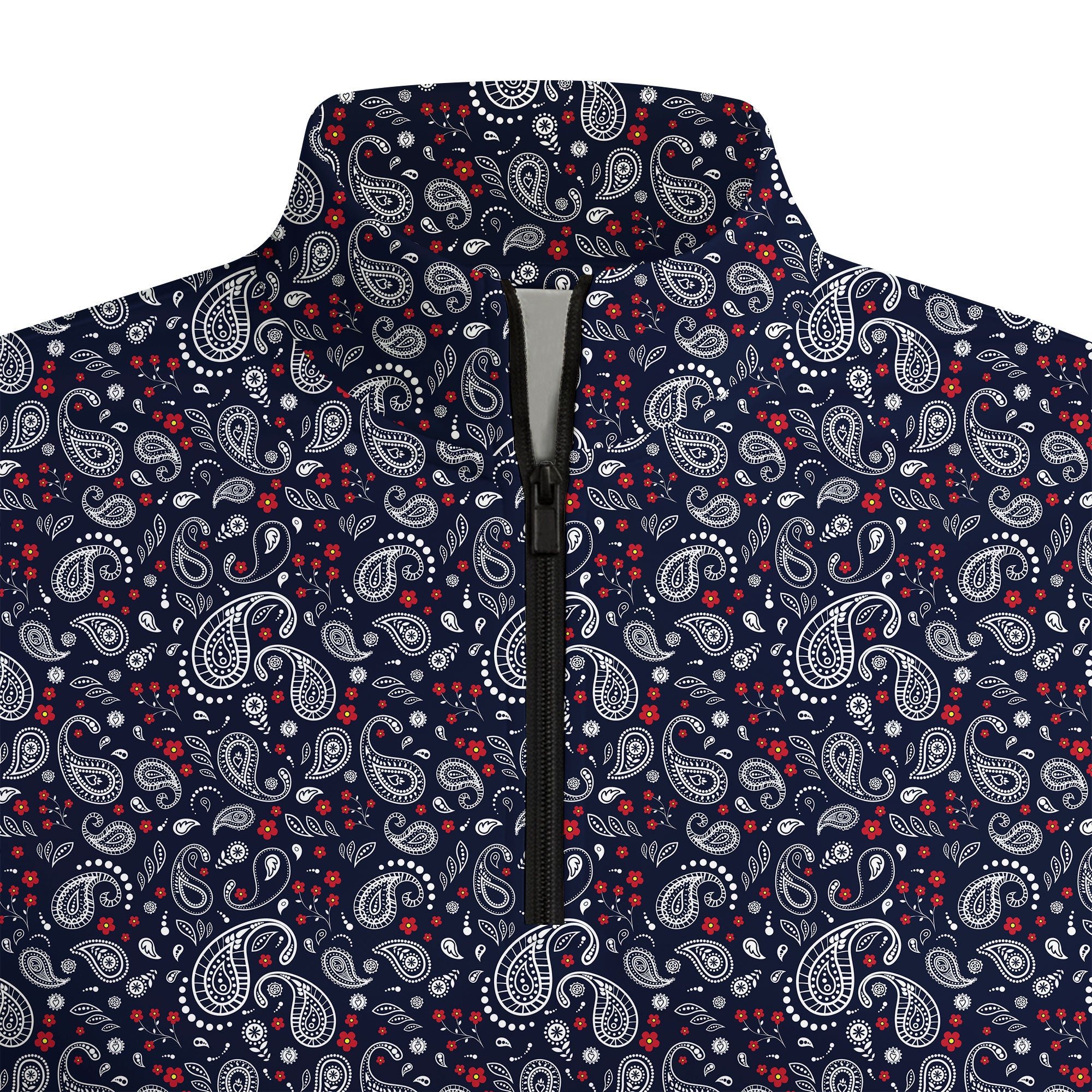 Navy Paisley Half Zip Pullover