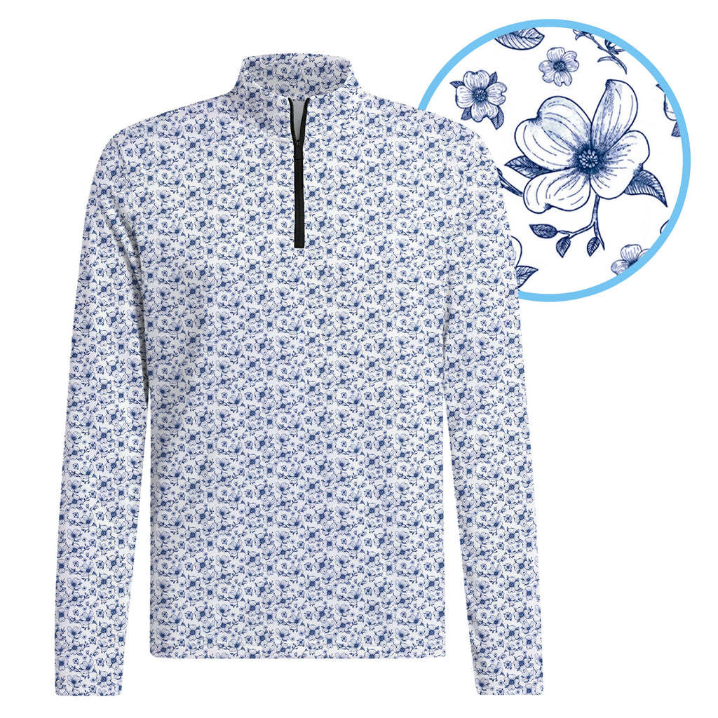 Dogwood Flower Half Zip Pullover