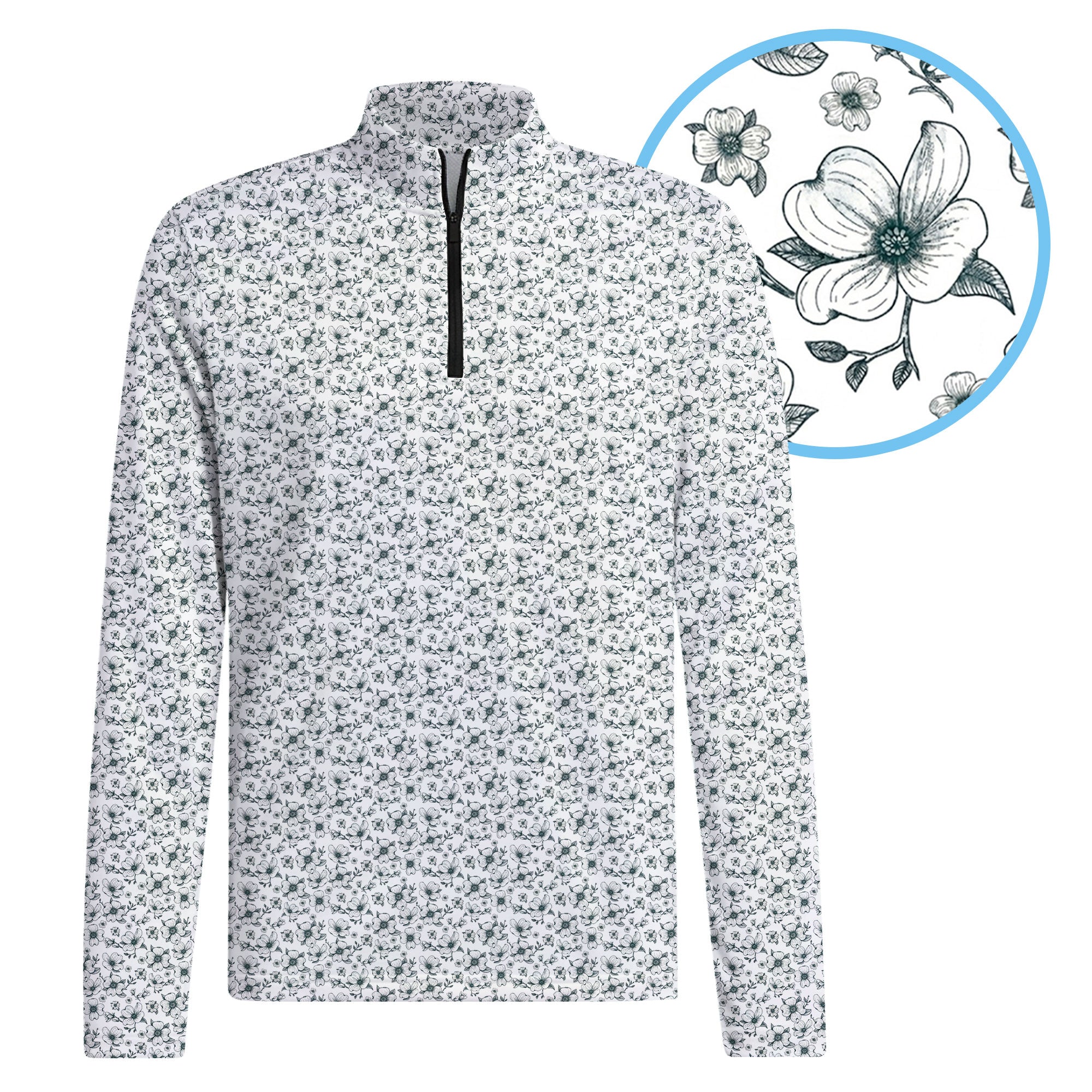 Dogwood Flower Half Zip Pullover
