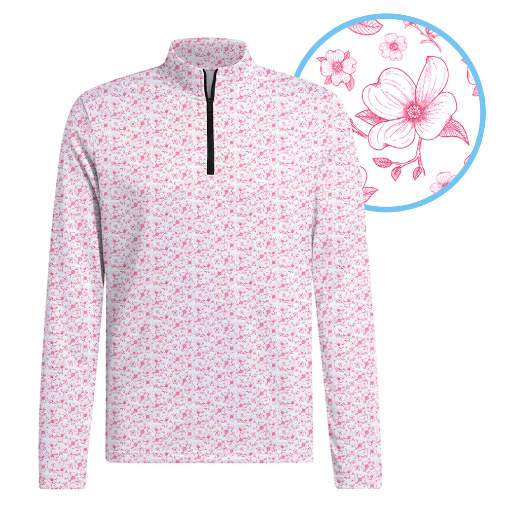 Dogwood Flower Half Zip Pullover