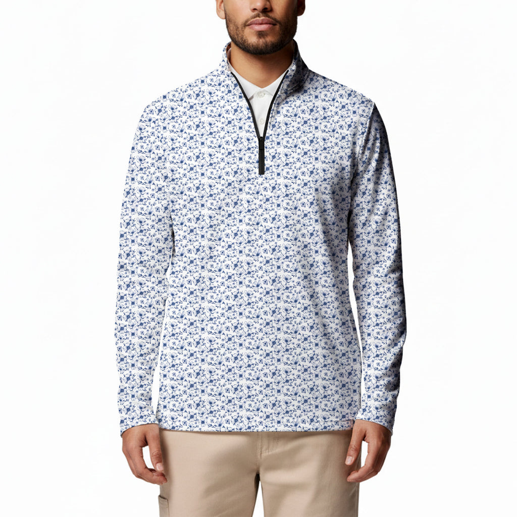 Dogwood Flower Half Zip Pullover