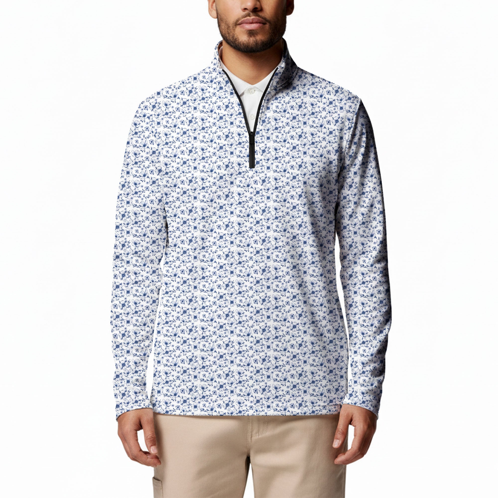 Dogwood Flower Half Zip Pullover