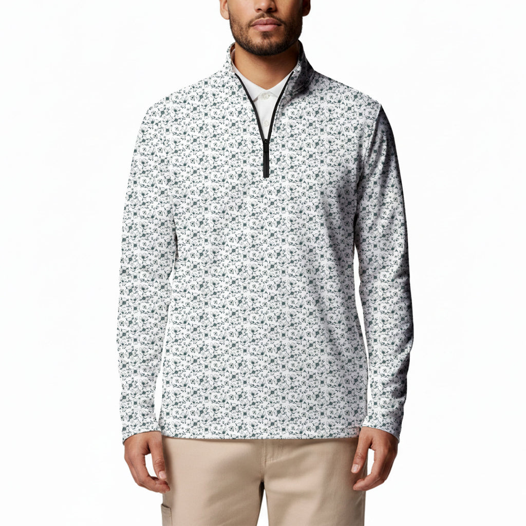 Dogwood Flower Half Zip Pullover