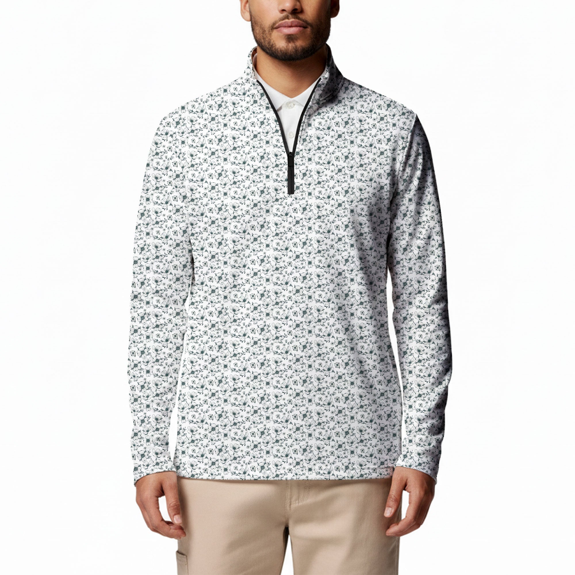 Dogwood Flower Half Zip Pullover