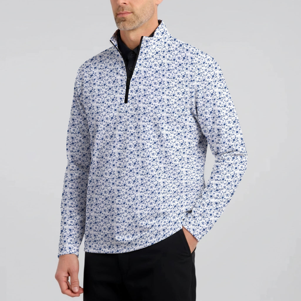 Dogwood Flower Half Zip Pullover