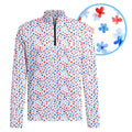Red & Blue Floral Half Zip Pullover