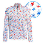 Red & Blue Floral Half Zip Pullover