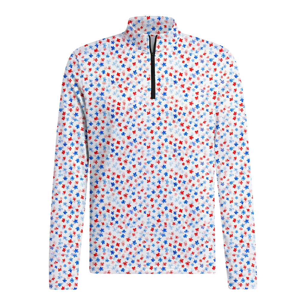 Red & Blue Floral Half Zip Pullover
