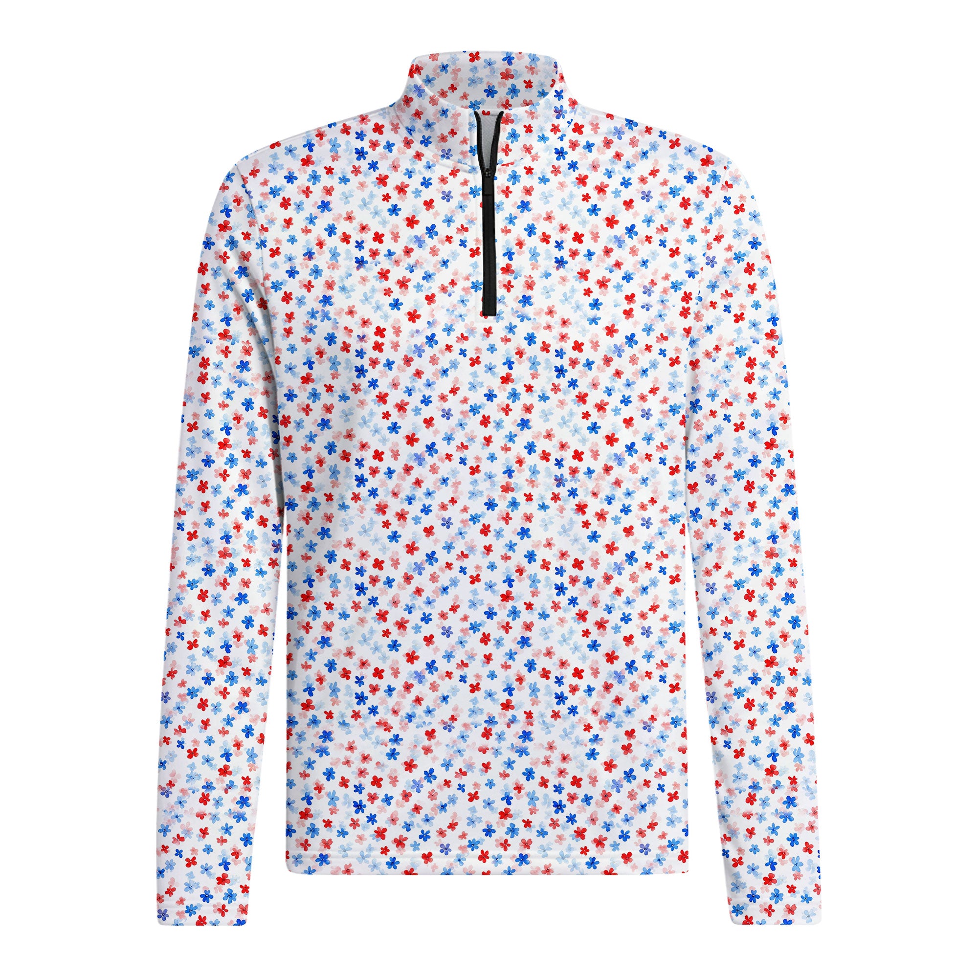 Red & Blue Floral Half Zip Pullover