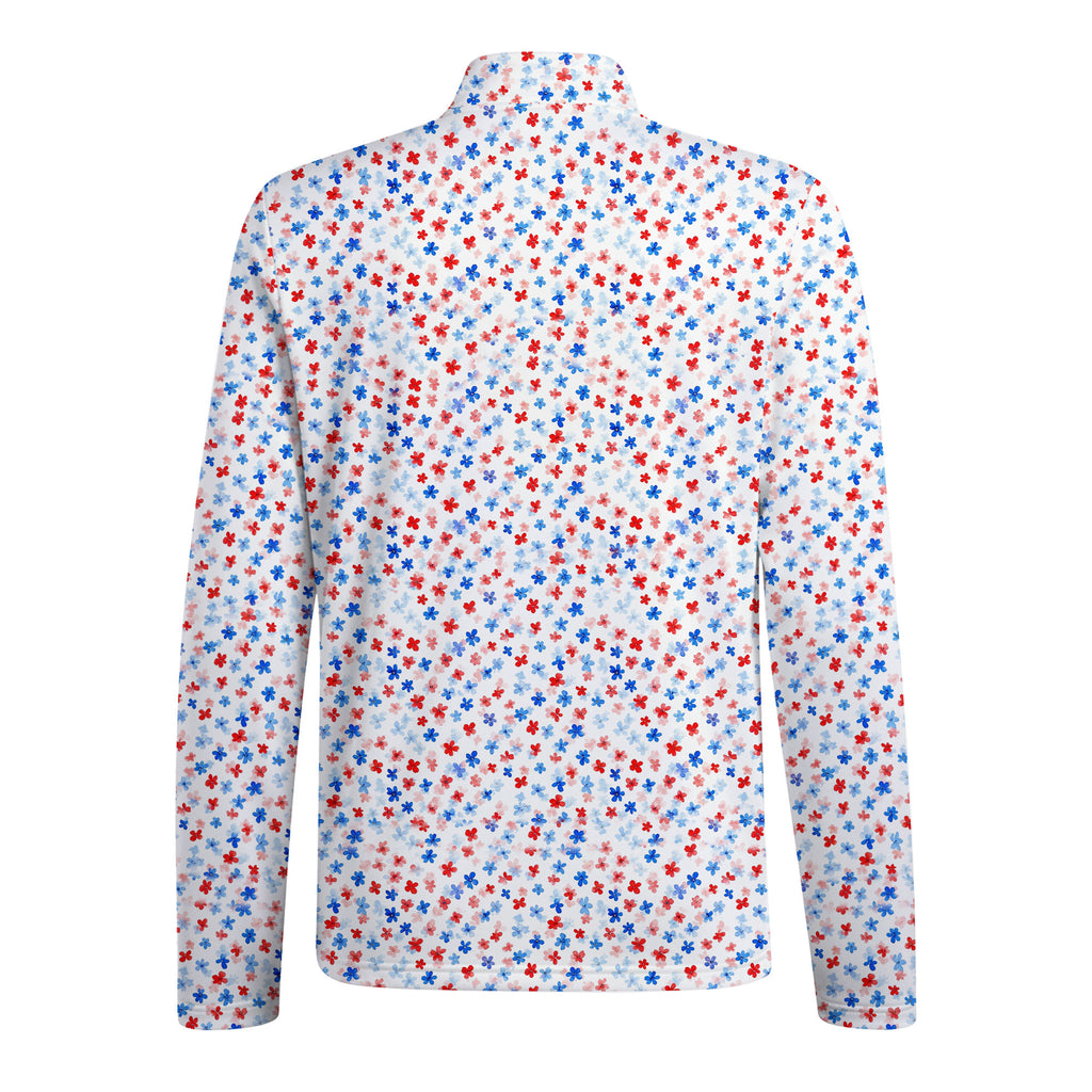 Red & Blue Floral Half Zip Pullover