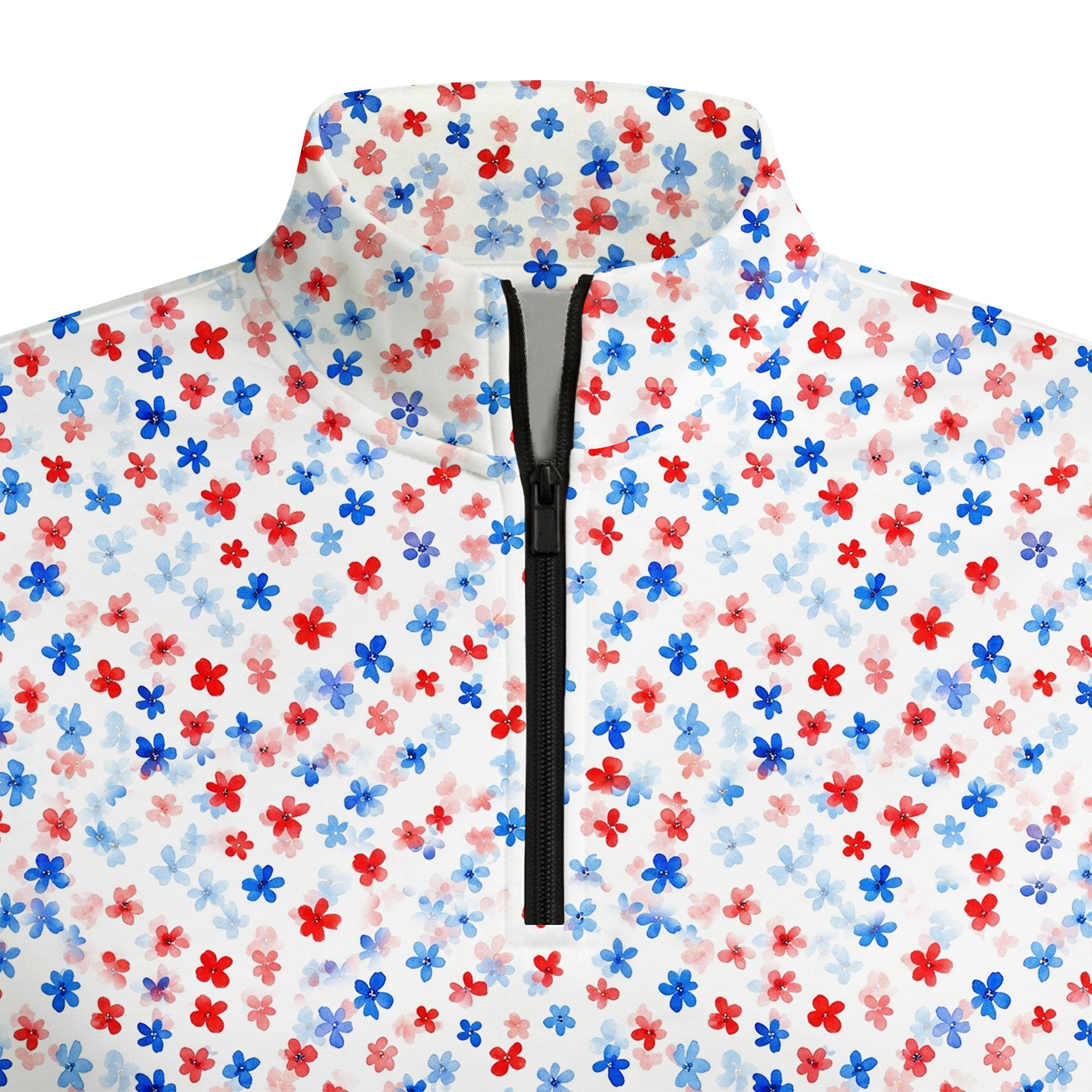 Red & Blue Floral Half Zip Pullover