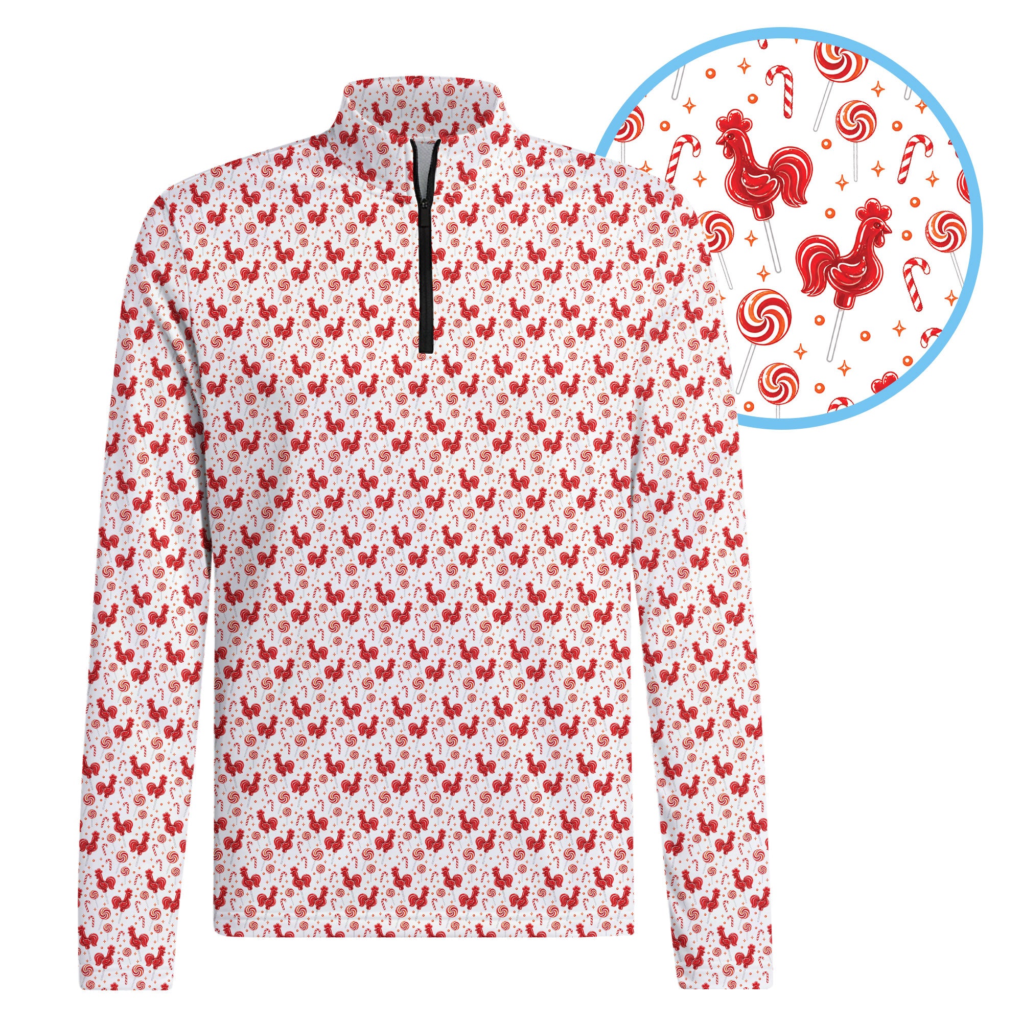 Rooster Lollipop Half Zip Pullover