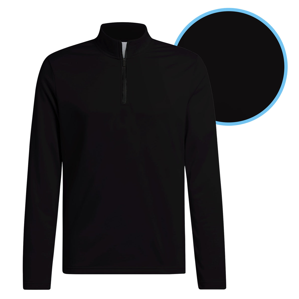 Black Solid Half Zip Pullover