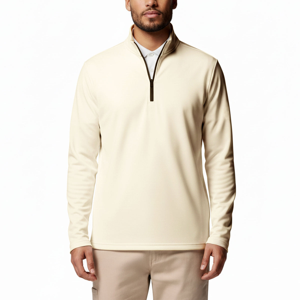 Sand Solid Half Zip Pullover