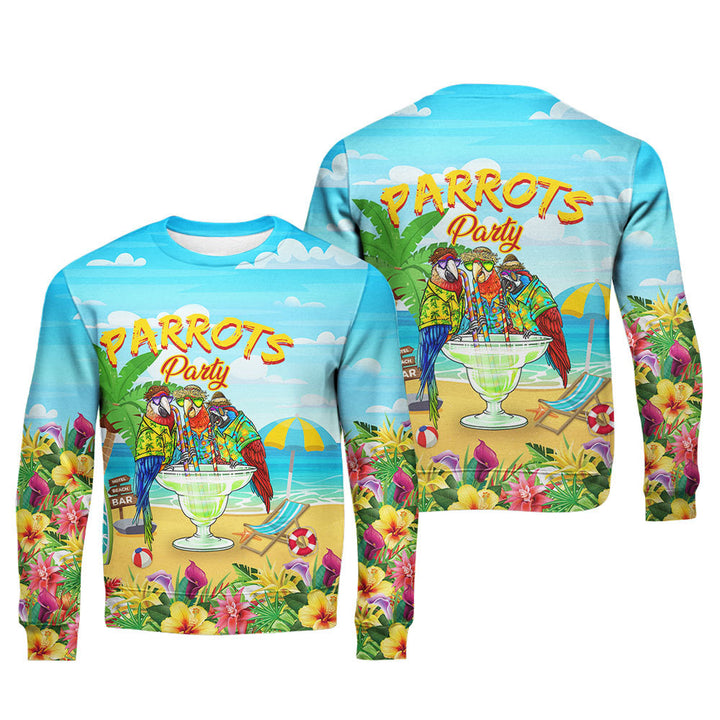 Parrots Party Drink Cocktail Tropical Crewneck Sweatshirt