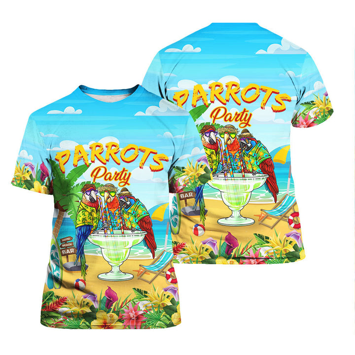 Parrots Party Drink Cocktail Tropical T Shirt