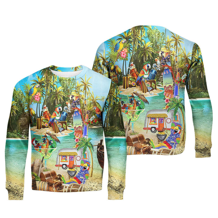 Parrots Cocktail Party In Hawaii Island Crewneck Sweatshirt