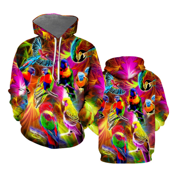 Neon Colorful Parrot Tropical Hoodie