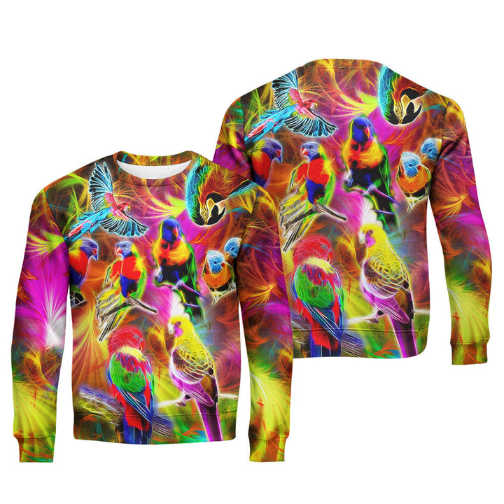 Neon Colorful Parrot Crewneck Sweatshirt