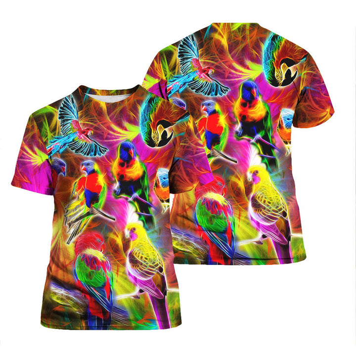 Neon Colorful Parrot T Shirt