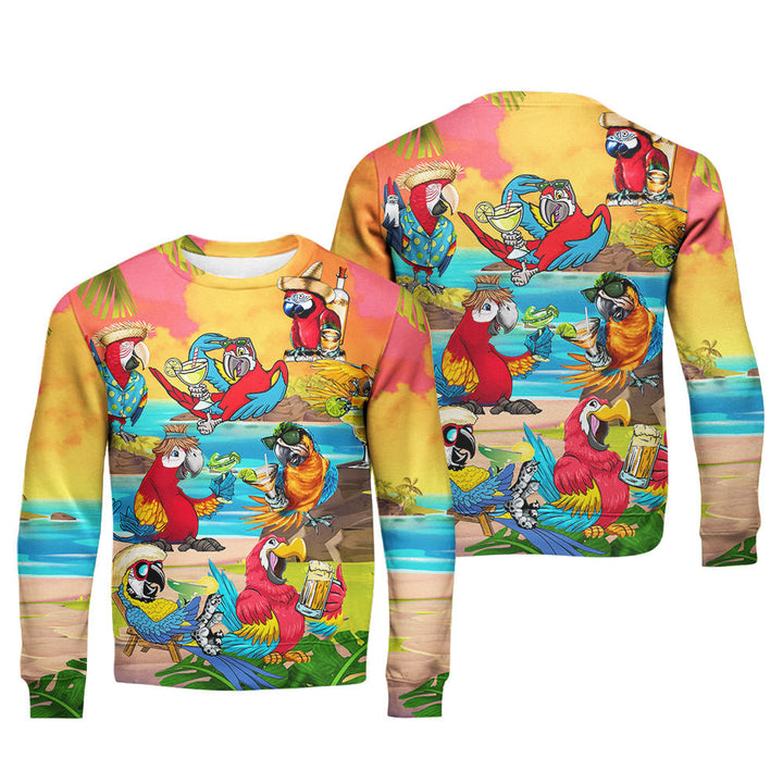 Parrot Drink Cocktail Party On The Beach Crewneck Sweatshirt