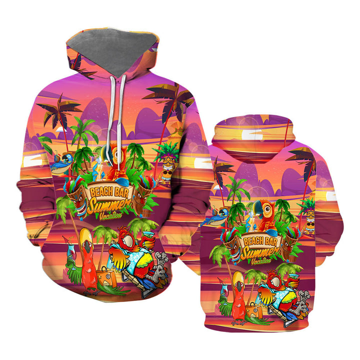 Parrot Drink Cocktail Tiki Party Beach Bar Pink Hoodie